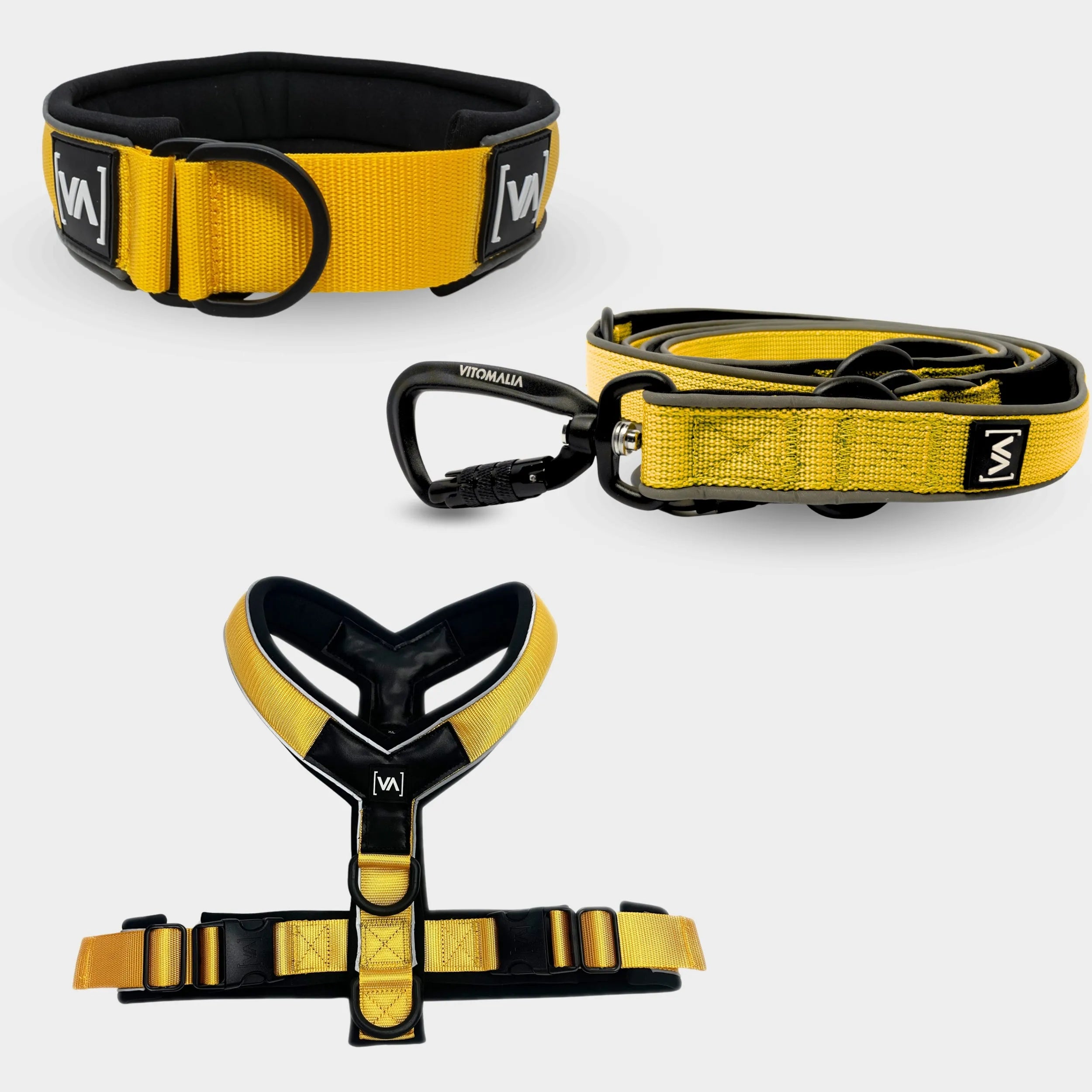 Bundle Easy Go Edition Yellow Set - Pull stop collar + Y-Harness + 2.2m adjustable Dog Leash
