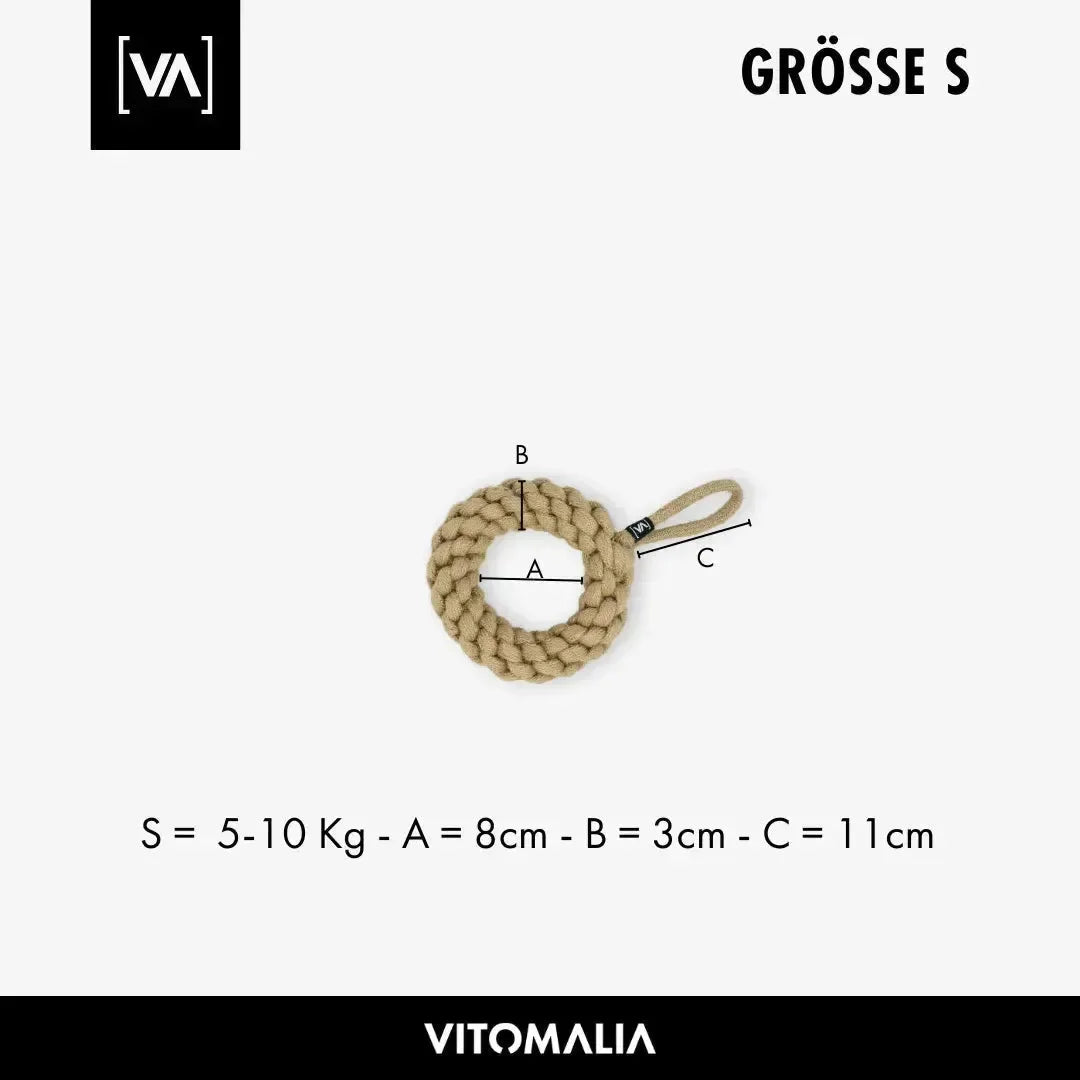 Geflochtener Zerr-Ring für Hunde: 100% Naturhanf, handgeknotet - Eco Tug - Vitomalia -