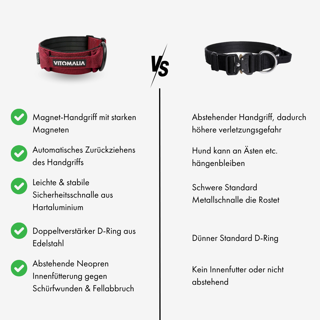 Robustes Hundehalsband mit Sicherheitsverschluss & Magnet-Handgriff – Bordeaux