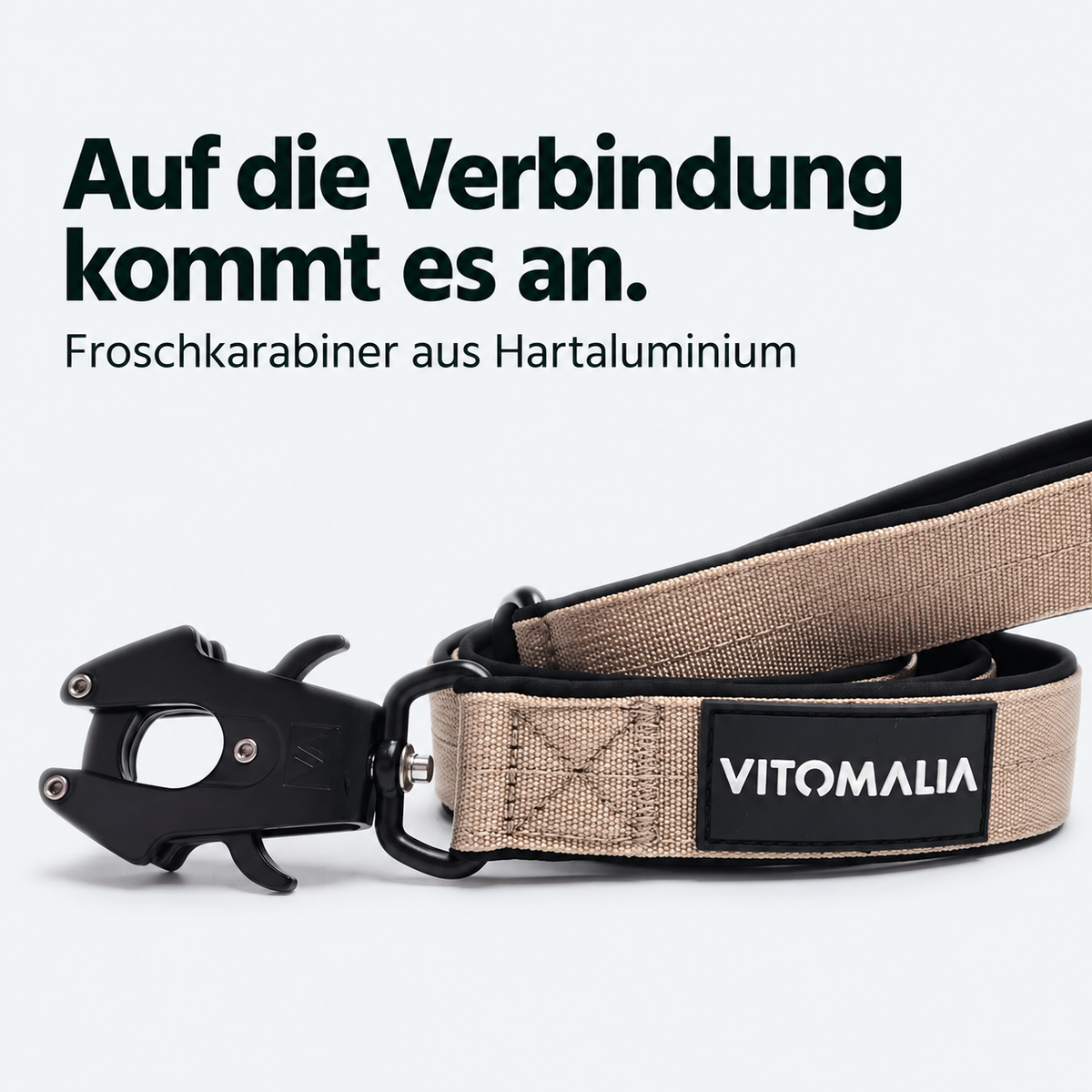 Extreme Edition Führleine beige – Froschkarabiner aus Hartaluminium