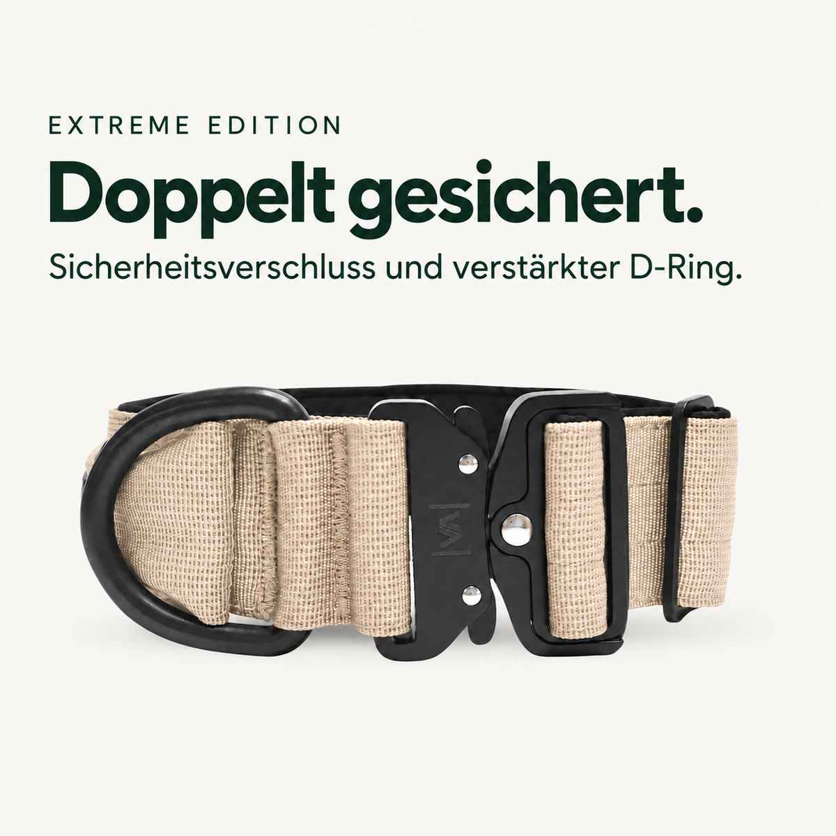 Vitomalia Extreme Edition beige – Sicherheitsverschluss und verstärkter D-Ring