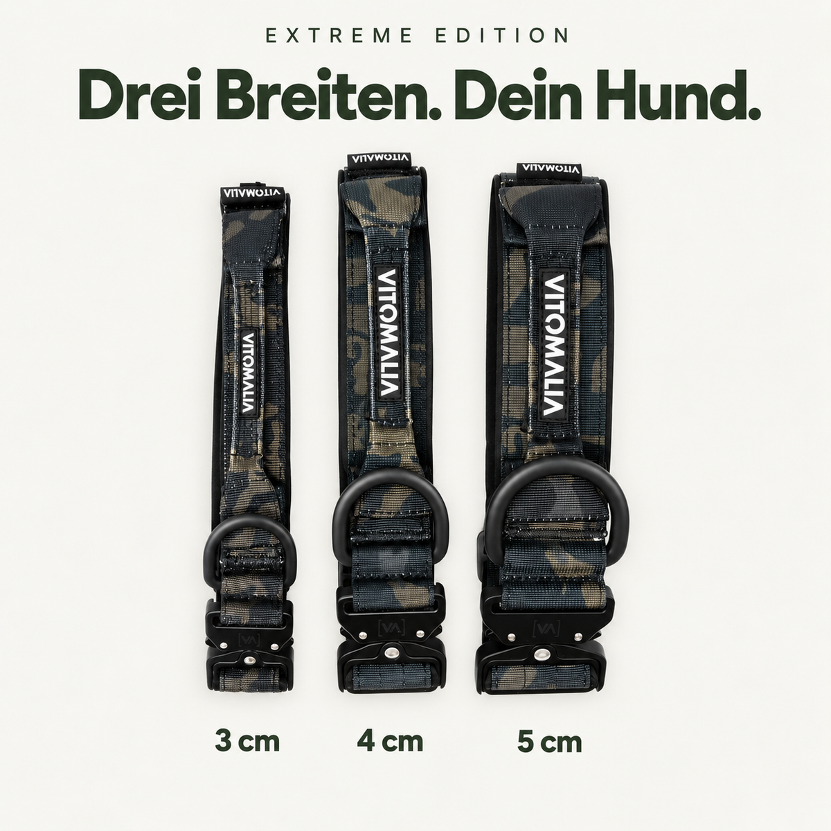 Vitomalia Extreme Edition camouflage – Halsbandbreiten 3 cm, 4 cm und 5 cm