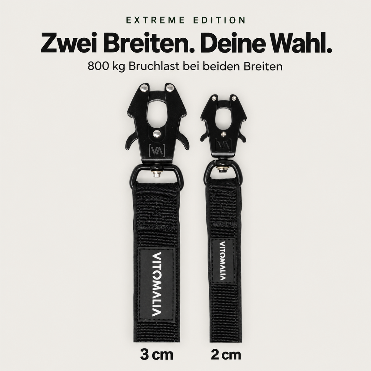 Extreme Edition schwarze Leine – 3 cm und 2 cm Breite mit 800 kg Bruchlast