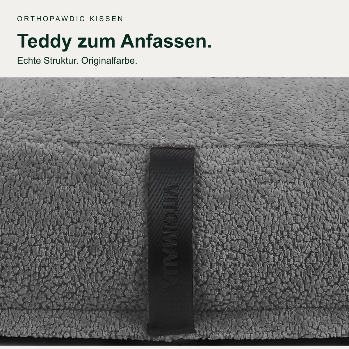 OrthoPawdic Hundekissen Grau – Teddy-Stoff