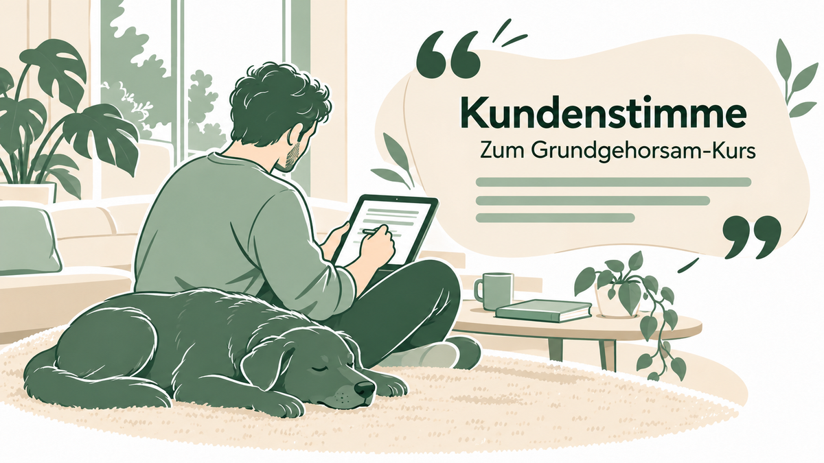 Illustration einer Kundenbewertung zum Grundgehorsam-Kurs