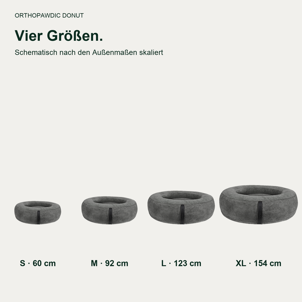 OrthoPawdic donut teddy grau – vier Größen; originalgetreu freigestellt