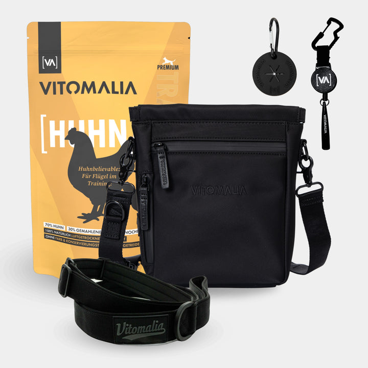 Bundle - Set complet de promenade-Noir-Poulet - Avec Sac à bandoulière élégant