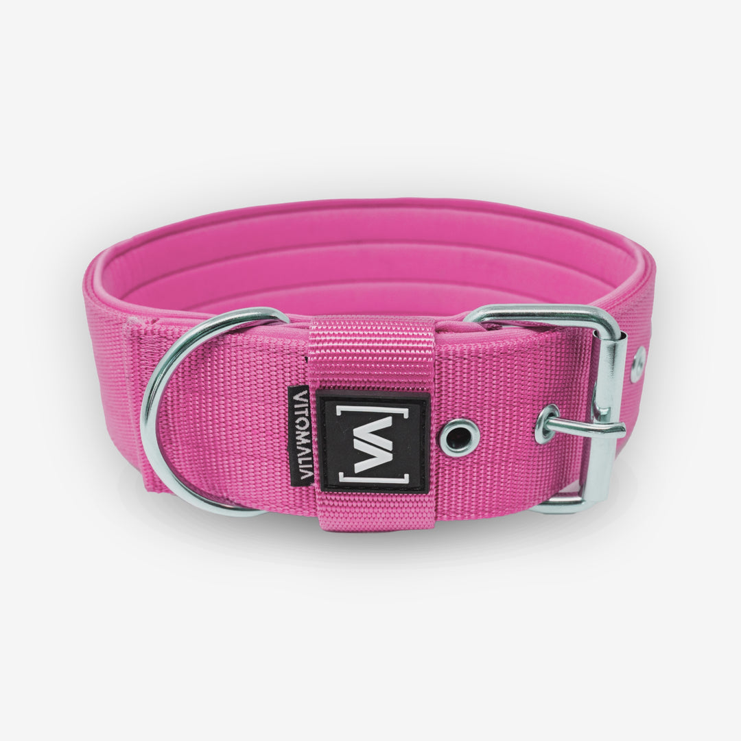 Klassisches Hundehalsband mit abstehender Innenfütterung - Pink