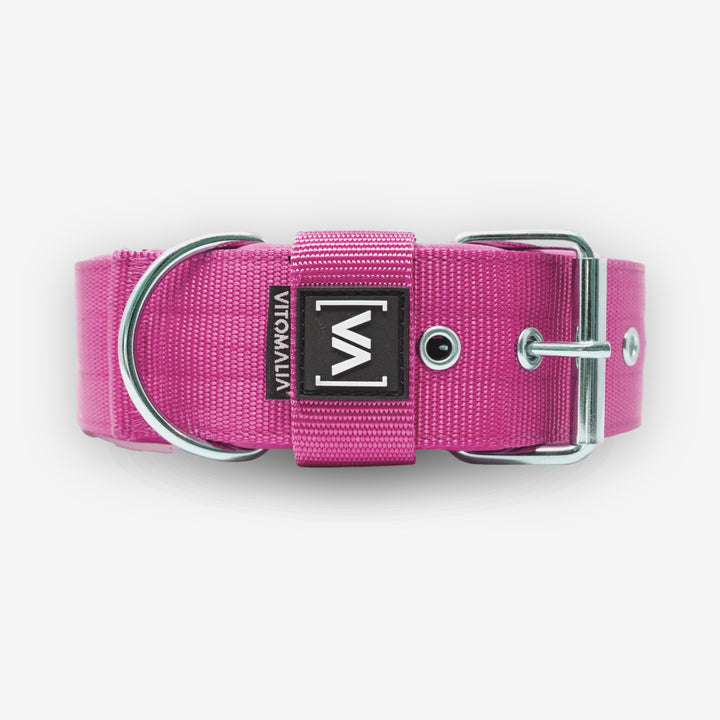 Classic Dog Collar with protruding inner lining - Pink