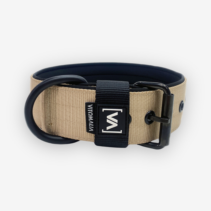 Classic Dog Collar with protruding inner lining - Nero Beige