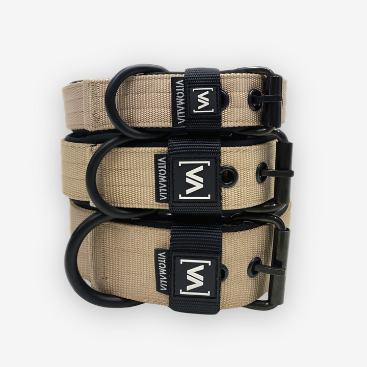 Classic Dog Collar with protruding inner lining - Nero Beige