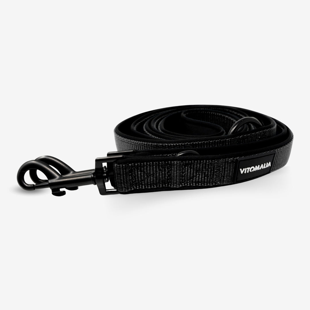 Classic Nero Edition black Dog Leash - triple adjustable