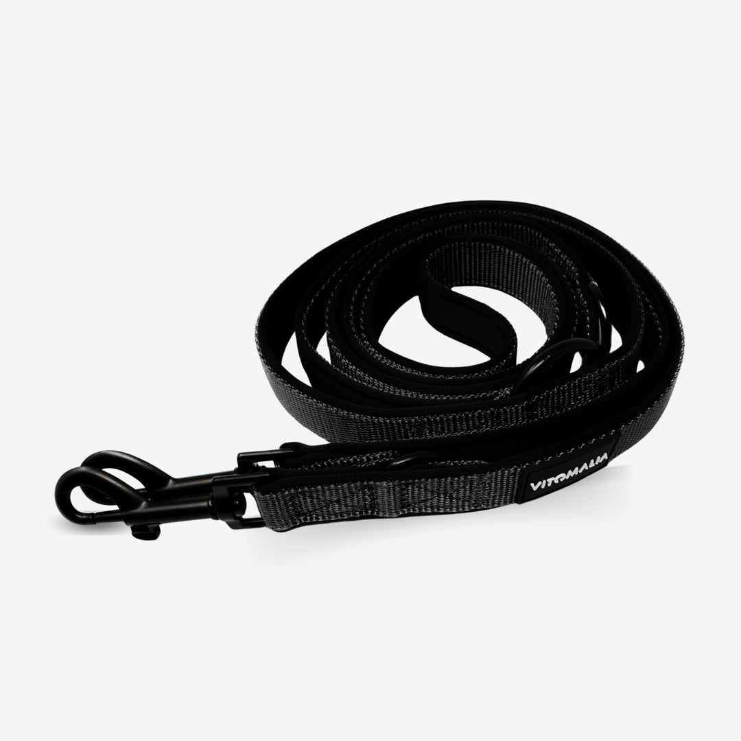 Classic Nero Edition black Dog Leash - triple adjustable