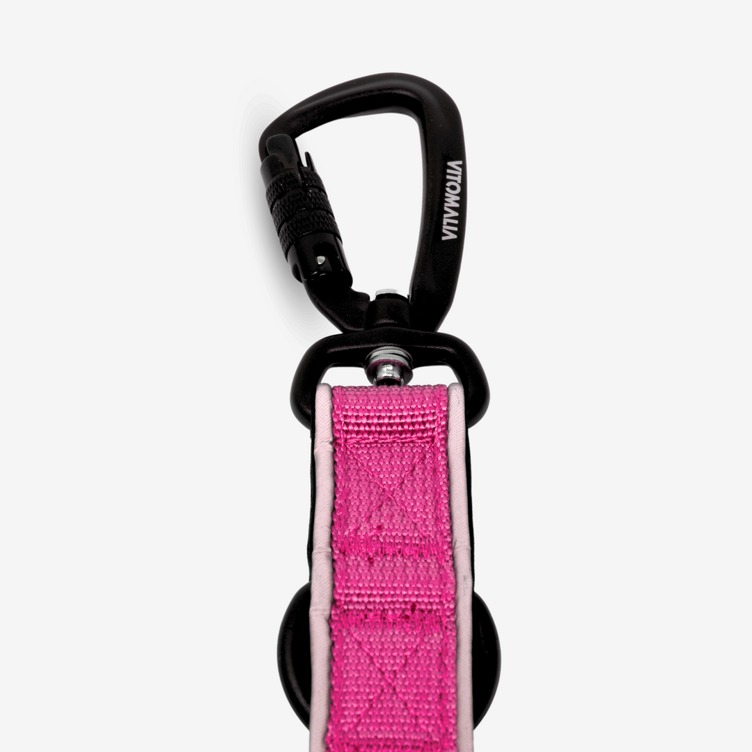 Leichte Hundeleine mit Reflextionsstreifen und Sicherheitskarabiner in Pink: 3-fach verstellbar - Easy Go Edition - Vitomalia - Hundeleine Easy Go Edition