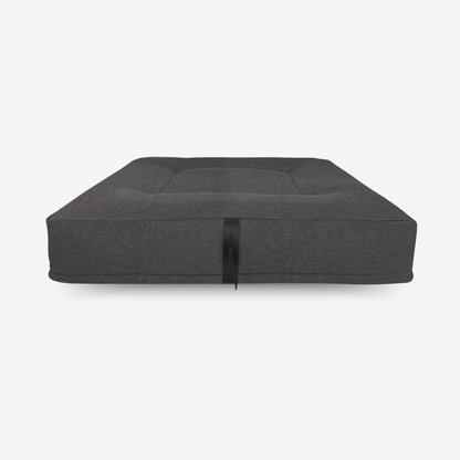 Ergonomic square dog cushion - RePET Linen in anthracite