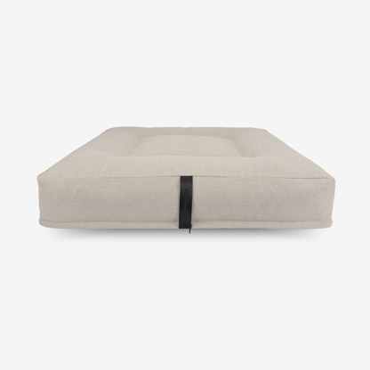 Square ergonomic dog cushion - RePET Linen in beige