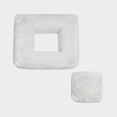 Ergonomic square dog cushion - RePET Linen in light grey