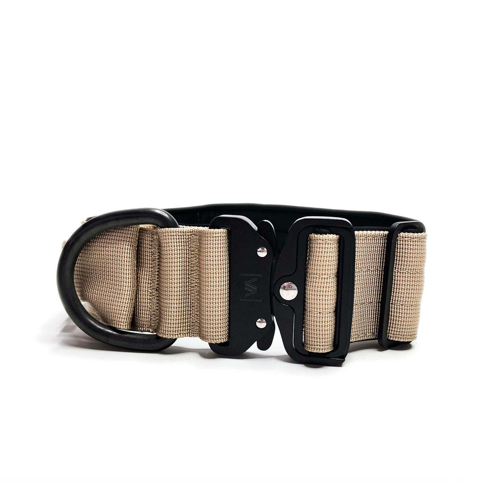 Taktisches Hundehalsband mit belastbarer Schnalle & Magnet Handgriff - Beige - Vitomalia - Hundehalsband Extreme Edition