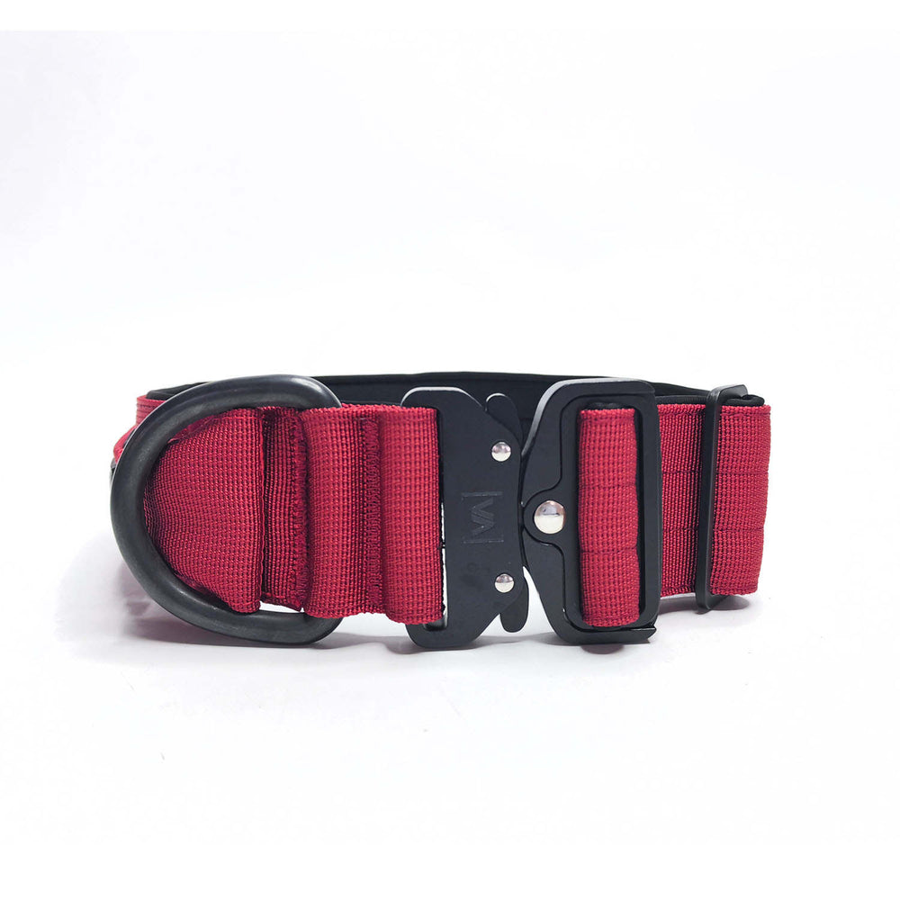 Taktisches Hundehalsband mit belastbarer Schnalle & Magnet Handgriff - Bordeaux - Vitomalia - Hundehalsband Extreme Edition