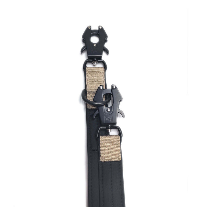 2,2m dreifach verstellbar Beige Hundeleine mit Froschkarabiner aus Hartaluminum - Vitomalia - Hundeleine Extrem Edition