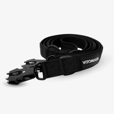 Taktische verstellbare Hundeleine mit Froschkarabiner aus Hartaluminum Schwarz