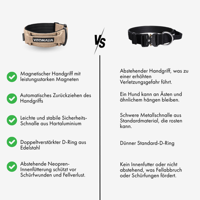 Robustes Hundehalsband mit Sicherheitsverschluss & Magnet-Handgriff – Beige