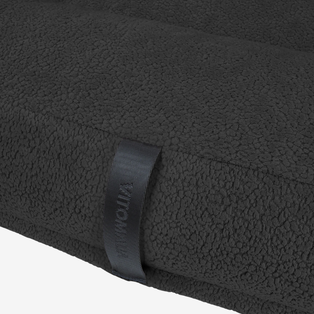 Cuscino per cani OrthoPawdic© Square - Letto per cani ortopedico di conforto Letto per cani con 100% di fibre viscoelastiche, RePET Teddy in antracite