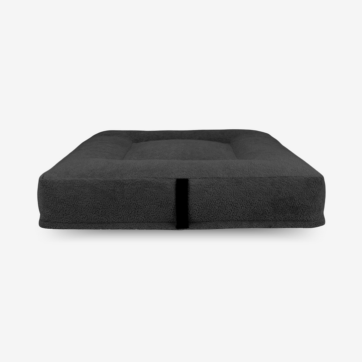 OrthoPawdic© Square dog cushion - Orthopaedic comfort Dog Bed with 100% visco-fibres, RePET Teddy in anthracite