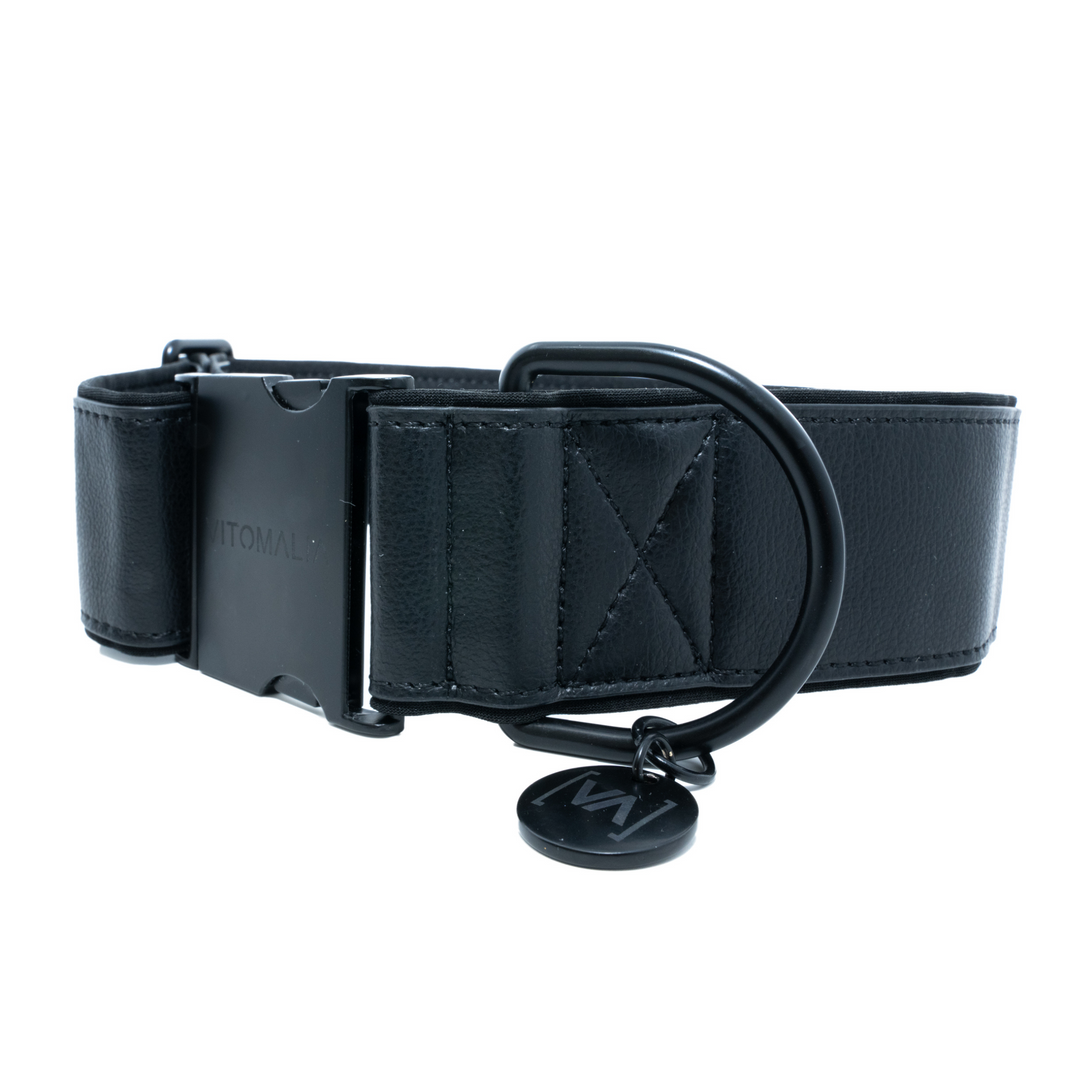 Piñatex Luxus-Hundehalsband - Nachhaltiges Ananas-Leder in Schwarz –  Vitomalia