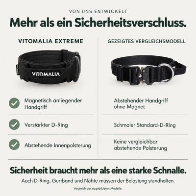 Vitomalia Extreme im Vergleich: Magnet-Handgriff, verstärkter D-Ring und abstehende Innenpolsterung