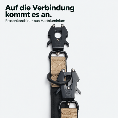 Extreme Edition verstellbare Leine beige – Froschkarabiner aus Hartaluminium