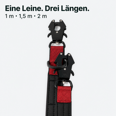 Extreme Edition verstellbare Leine bordeaux – Drei Längen: 1 m, 1,5 m und 2 m