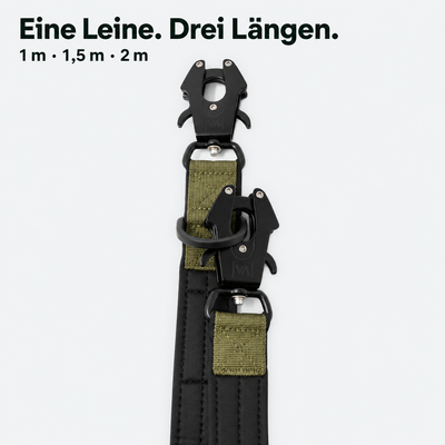 Extreme Edition verstellbare Leine khaki – Drei Längen: 1 m, 1,5 m und 2 m