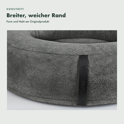 OrthoPawdic Donutbett Grau breiter weicher Rand und Originalnaht