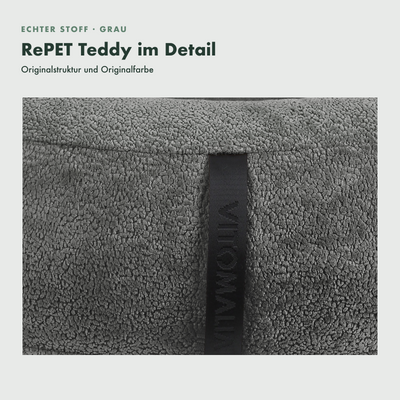 OrthoPawdic RePET Teddy Grau Original-Stoffstruktur im Detail