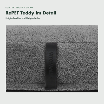 OrthoPawdic RePET Teddy Grau Original-Stoffstruktur im Detail