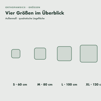 OrthoPawdic Hundekissen Größen S 60 x 60 cm M 80 x 80 cm L 100 x 100 cm XL 120 x 120 cm