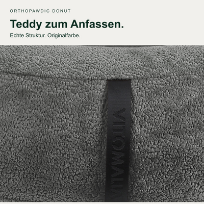 OrthoPawdic Donutbett Grau – Teddy-Stoff