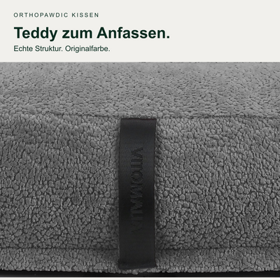 OrthoPawdic Hundekissen Grau – Teddy-Stoff