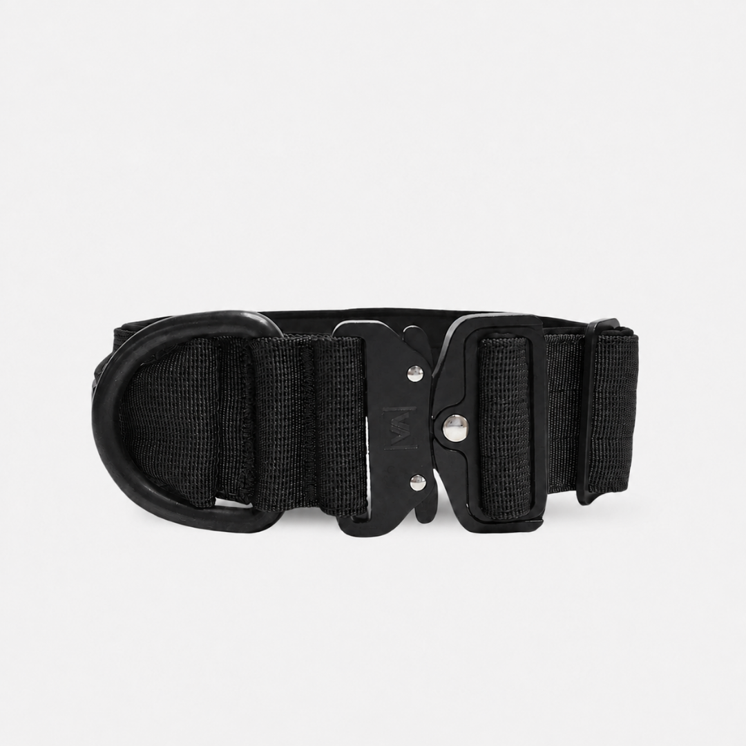 Tactical Dog Collar with load-bearing buckle & magnetic handle - black