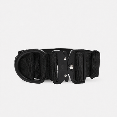 Tactical Dog Collar with load-bearing buckle & magnetic handle - black