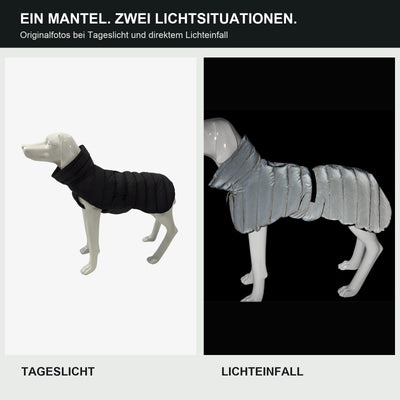 Originalvergleich: Vitomalia Wintermantel Anthrazit bei Tageslicht und direktem Lichteinfall