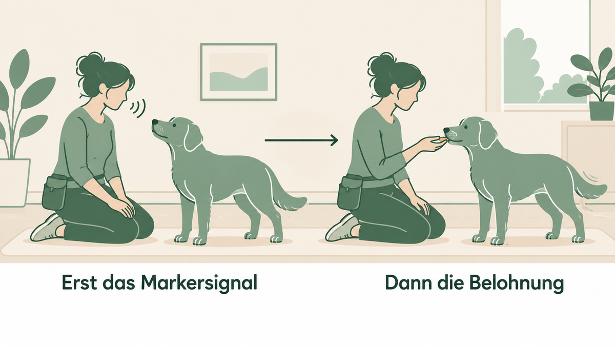 Lehrillustration erst Markersignal, dann Futterbelohnung