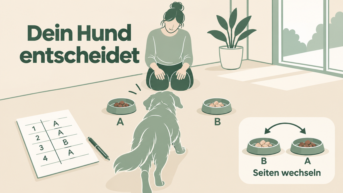Lehrillustration zum Zwei-Napf-Test mit Seitenwechsel