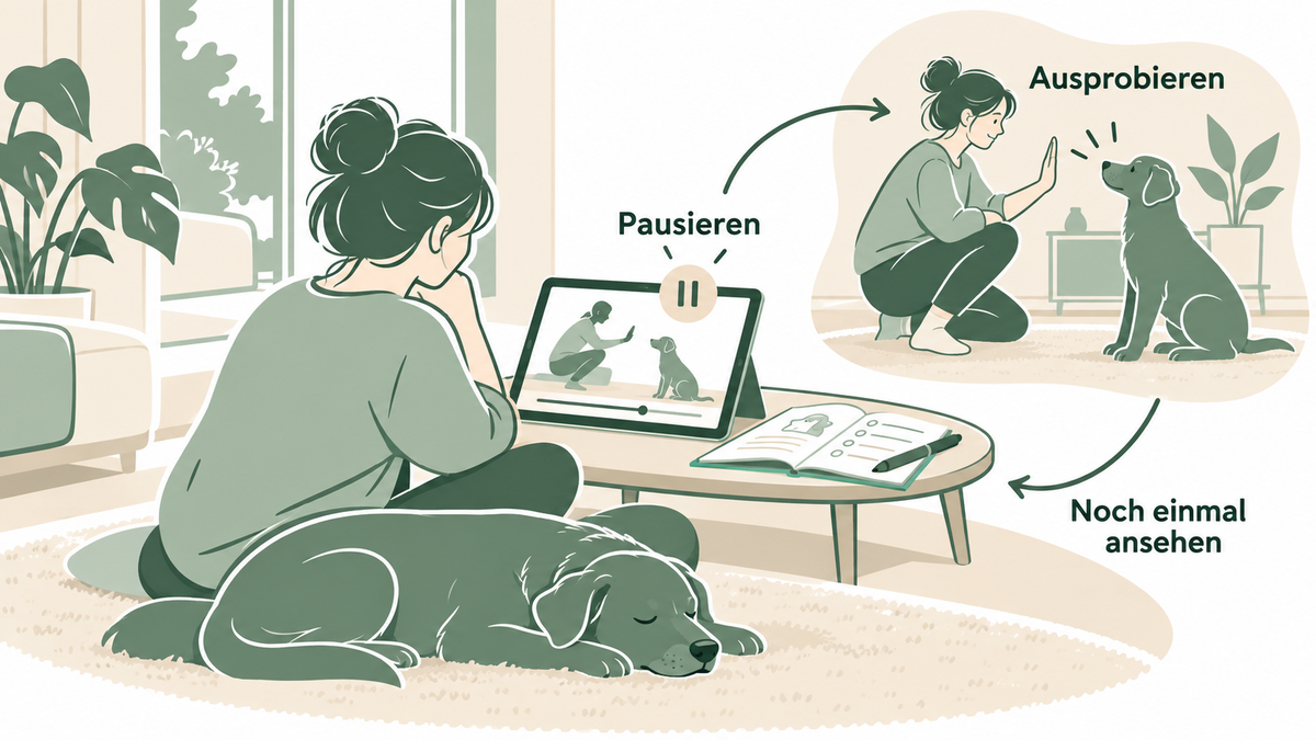 Lehrillustration zu Video pausieren, üben und erneut ansehen