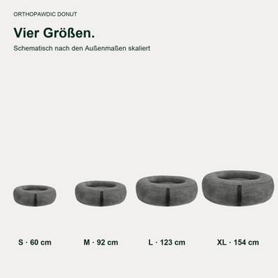 OrthoPawdic donut teddy grau – vier Größen; originalgetreu freigestellt