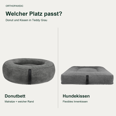 OrthoPawdic kissen teddy grau – Donut-Kissen-Vergleich; originalgetreu freigestellt